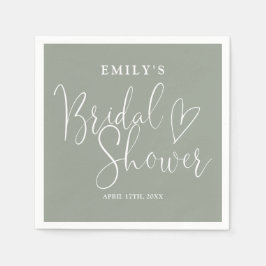 Servilleta De Papel Sage Green Script Caligraphy Calligraphy Shower