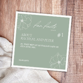 Servilleta De Papel Sage Green Script Floral Fun Facts Boda