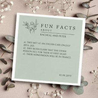 Servilleta De Papel Sage Green Script Floral Simple Fun Facts Boda