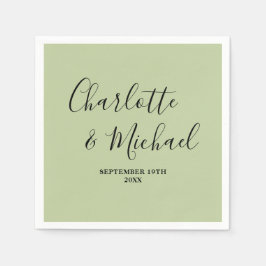 Servilleta De Papel Sage Green Script Minimalist Wedding