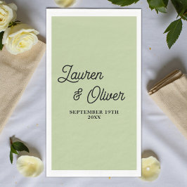 Servilleta De Papel Sage Green Script Minimalist Wedding
