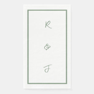 Servilleta De Papel Sage Green Script Monograma Letra Boda