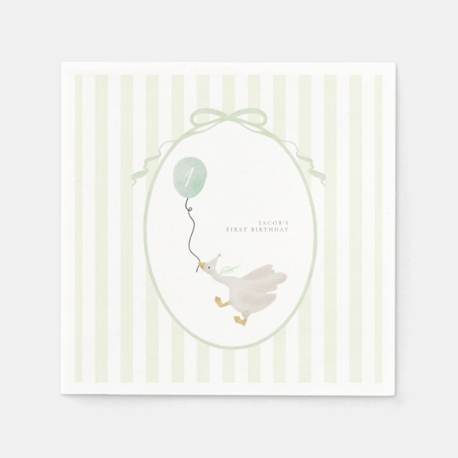 Servilleta De Papel Sage Green Silly Goose Fiestas Napkins (Anverso)
