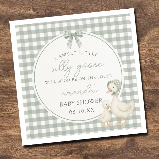Servilleta De Papel Sage Green Silly Goose Storybook Baby Shower (Subido por el creador)