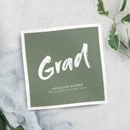 Servilleta De Papel Sage Green Simple Moderno Brush Script Grad Fiesta