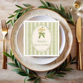 Servilleta De Papel Sage green stripes bridal ducha monogramada