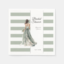 Sage Green Stripes Watercolour Bridal Bridal Showe