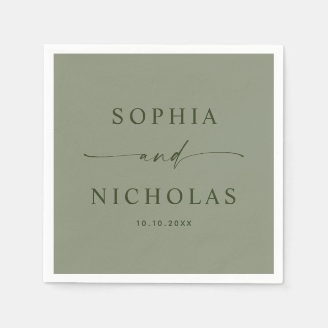 Servilleta De Papel Sage Green Wedding | Elegant Minimalist Spring (Anverso)