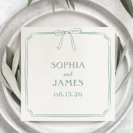 Servilleta De Papel Sage Green Whimsical Simple Classic Bow Boda