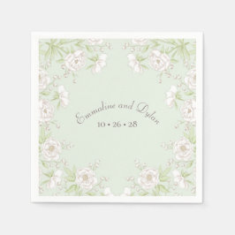 Servilleta De Papel Sage Green White Rose Wedding