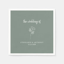 Sage Green Wildflower Boda Napkins