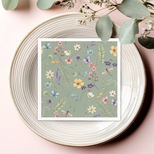 Servilleta De Papel Sage Green Wildflower Elegante Bridal Shower