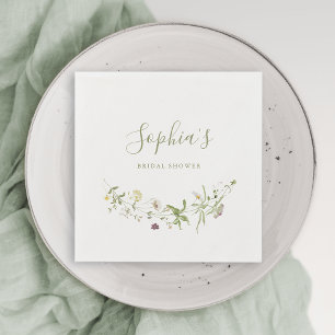 Servilleta De Papel Sage Green Wildflower Rustic Boho Bridal Shower