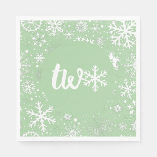 Servilleta De Papel Sage Green Winter Second Birday Snowflake