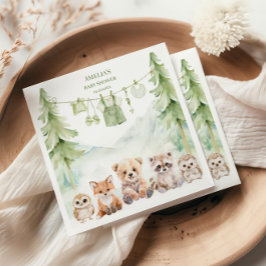 Servilleta De Papel Sage Green Woodland Adventure Awaits Baby Shower
