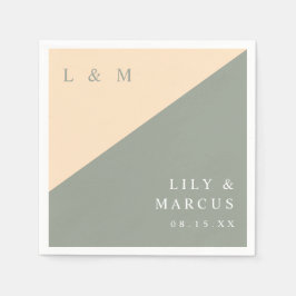 Servilleta De Papel Sage Green Y Cream Elegant Monograma Boda