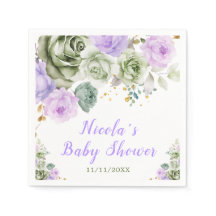 Sage Green y Purple Floral Baby Shower