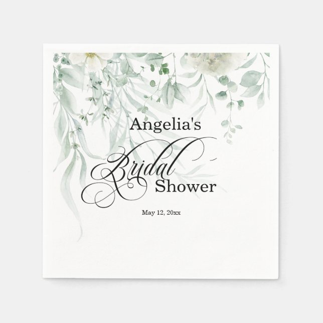 Servilleta De Papel Sage Greenery Bridal Shower (Anverso)
