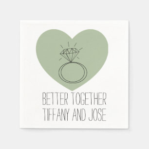 Servilleta De Papel Sage Heart "Better Together" Engagement Napkin
