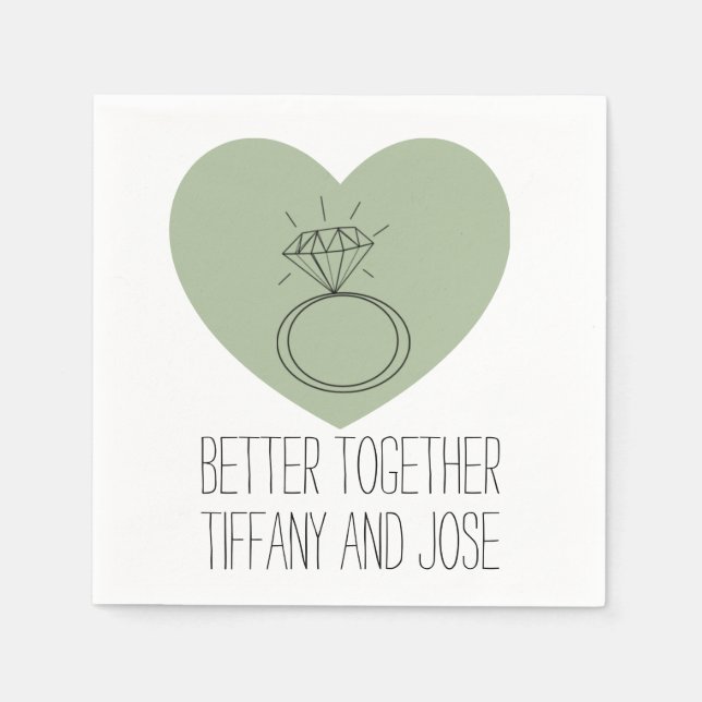 Servilleta De Papel Sage Heart "Better Together" Engagement Napkin (Anverso)