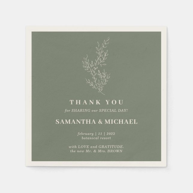 Servilleta De Papel Sage Ivory Flower Moderno Boda (Anverso)