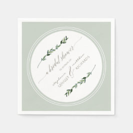 Servilleta De Papel Sage Leaf Greenery Moderna Ducha Bridal Simple