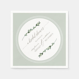 Servilleta De Papel Sage Leaf Greenery Moderna Ducha Bridal Simple