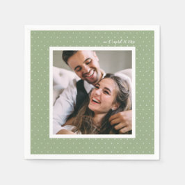 Servilleta De Papel Sage Modern Script and Moda Dots Boda Photo