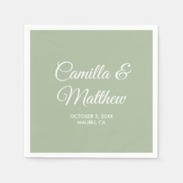 Servilleta De Papel Sage Romantic Script Personalizado Boda Napkins