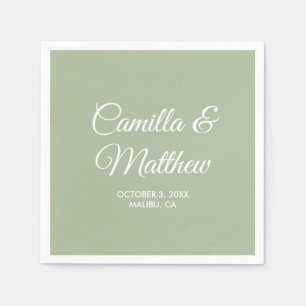 Servilleta De Papel Sage Romantic Script Personalizado Boda Napkins