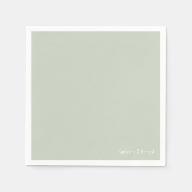 Servilleta De Papel Sage sencillo blanco texto II Cóctel Boda (Anverso)