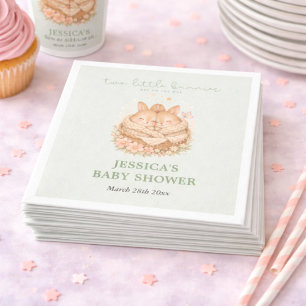 Servilleta De Papel Sage Verde Dos Pequeños Conejos Cumpleaños para Ge