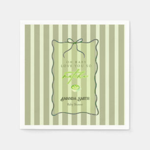 Servilleta De Papel Sage Verde Rayas Verdes Te Amo Tanto Matcha 
