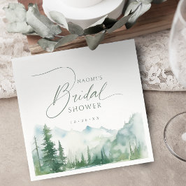 Servilleta De Papel Sage Watercolor Mountain Rustic Bridal Shower 
