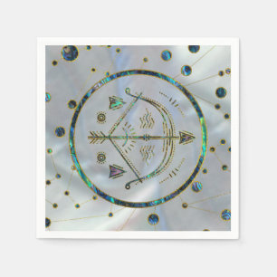 Servilleta De Papel Sagittarius Zodiac Gold Abalone sobre constelación