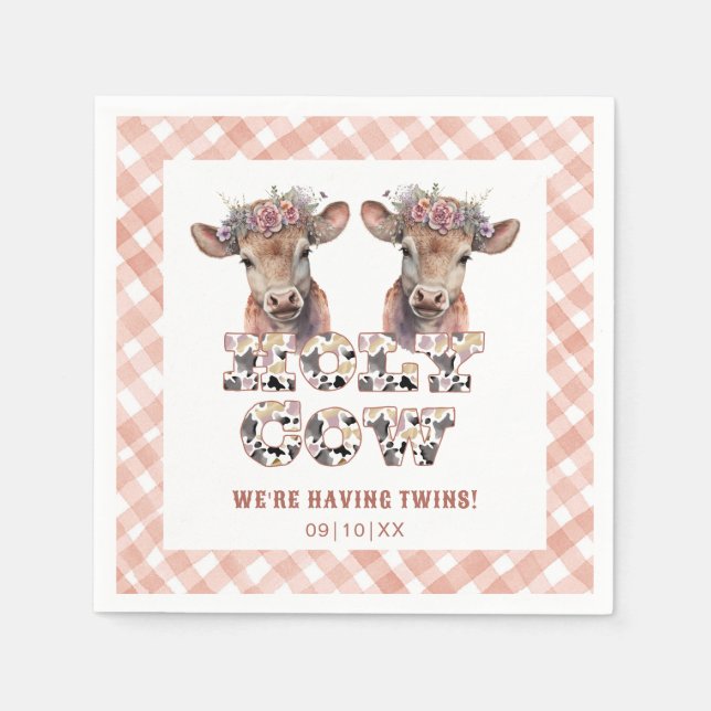 Servilleta De Papel Sagrado Gemelos de Vaca Rústica Baby Shower Napkin (Anverso)