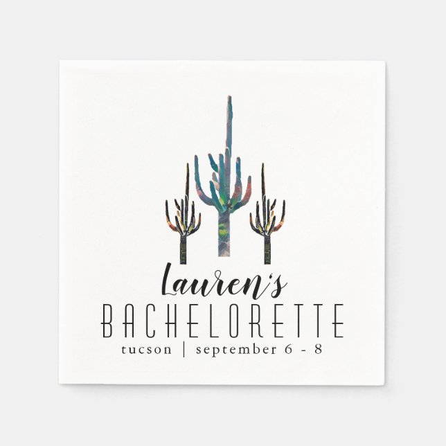 Servilleta De Papel Saguaro Cactus Bachelorette personalizada (Anverso)