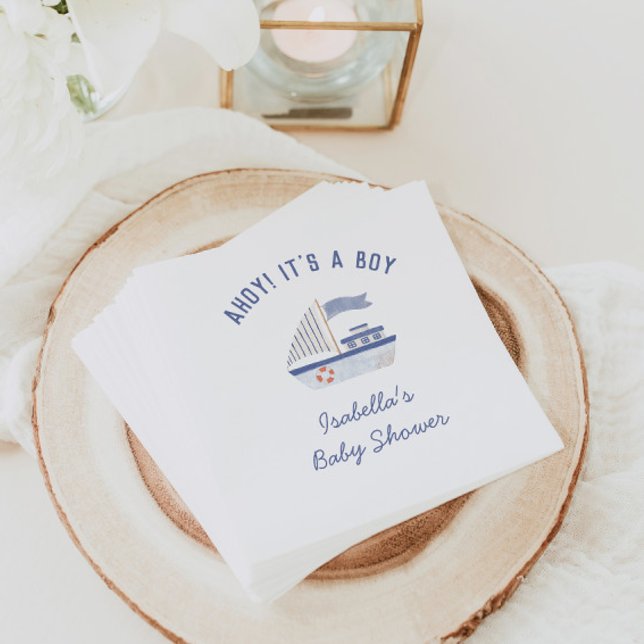 Servilleta De Papel ¡Sailboat Ahoy! Es un Baby Shower de chico (Subido por el creador)