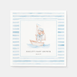 Servilleta De Papel Sailor Bear Blue Stripe Baby Shower