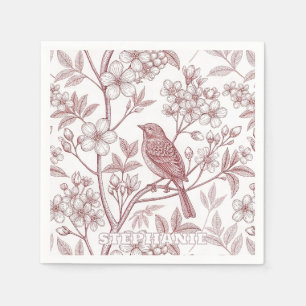 Servilleta De Papel Sakura Cerezo Vintage y Pájaro Estética