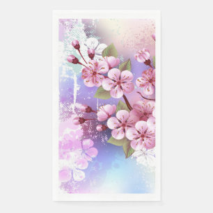 Servilleta De Papel Sakura rosa sobre fondo de pintura