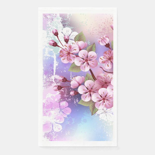 Servilleta De Papel Sakura rosa sobre fondo de pintura (Anverso)
