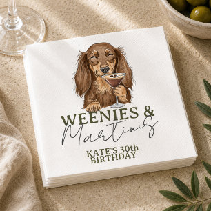 Servilleta De Papel Salchichas Dibujadas a Mano y Dachshund Martinis