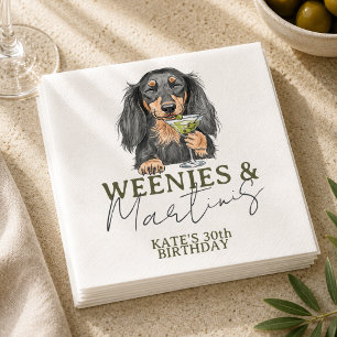 Servilleta De Papel Salchichas Dibujadas a Mano y Dachshund Martinis