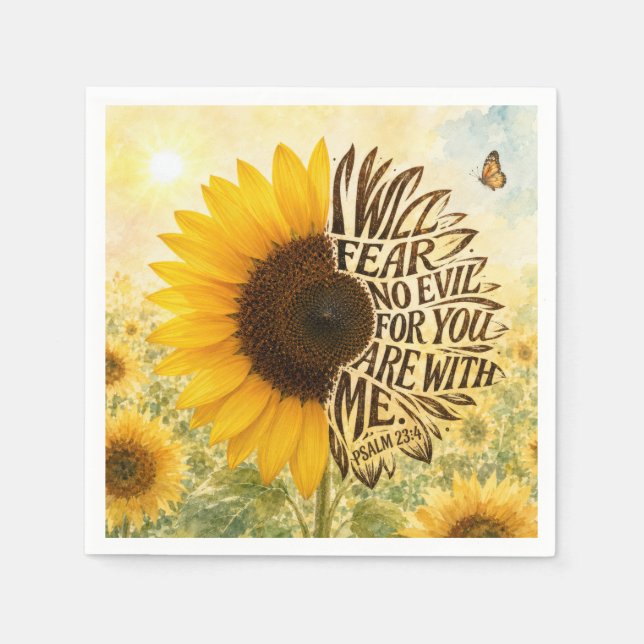 Servilleta De Papel Salmo 23:4 Girasol Amarillo  (Anverso)