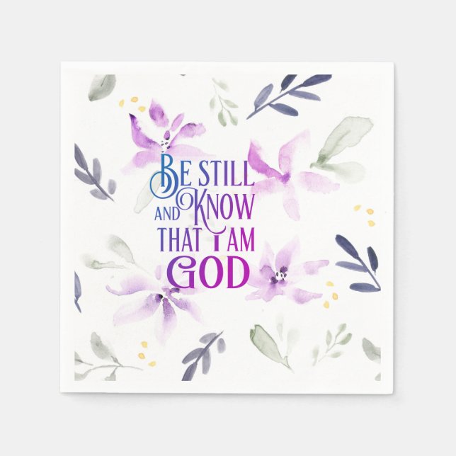 Servilleta De Papel Salmo 46:10 Permaneced y sepan que soy DIOS Floral (Anverso)