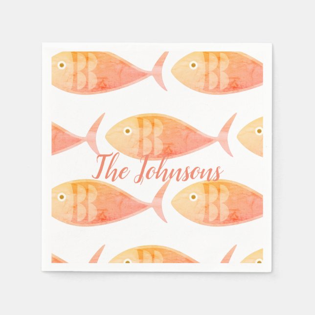 Servilleta De Papel Salmon Fish Group Napkins (Anverso)