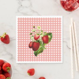 Servilleta De Papel Salmon Gingham & Strawberries Papel de almuerzo Na