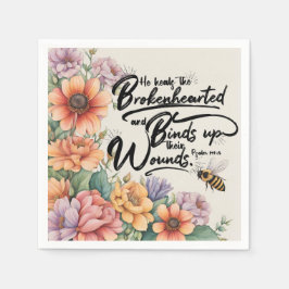 Servilleta De Papel Salmos 147:3 Biblia cristiana Verse Image