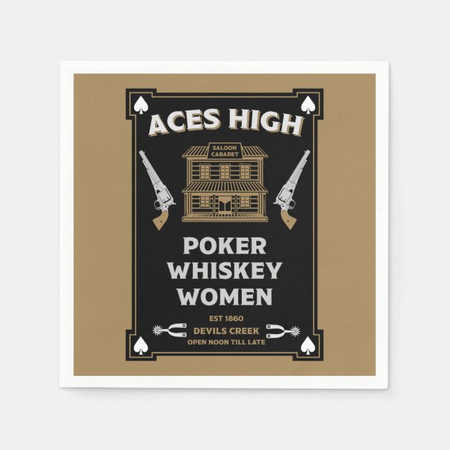 Servilleta De Papel Saloon de Cowboy American Frontier (Anverso)